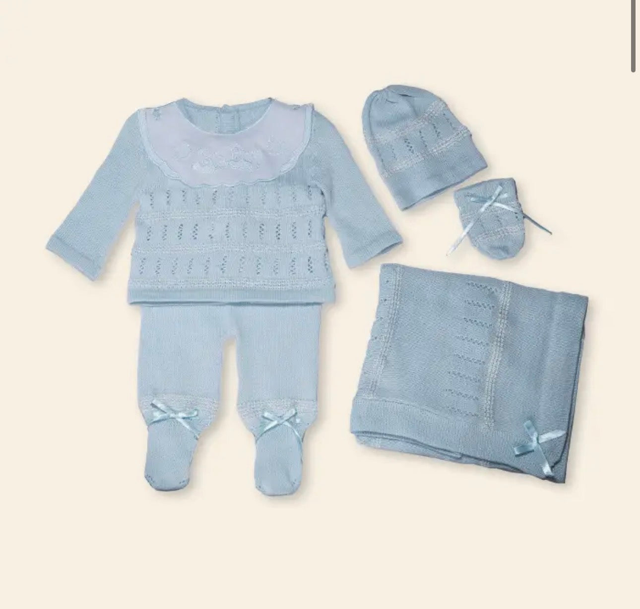 New born knit set-baby blue